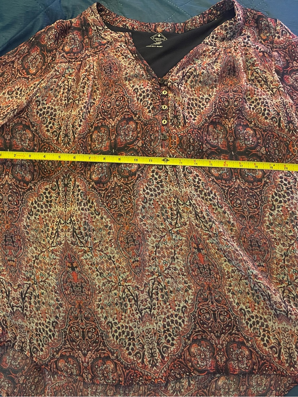 St. John's Bay Paisley Long Sleeve Top in Pink Multi